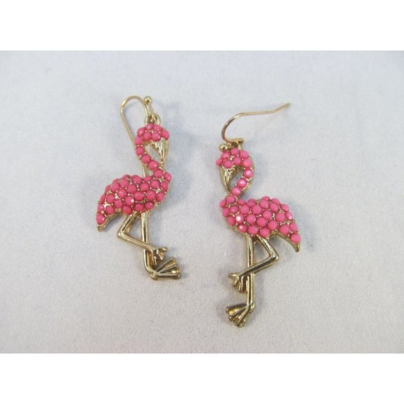 Pink Flamingo Beaded Pierced Earrings - Picture 4 of 11